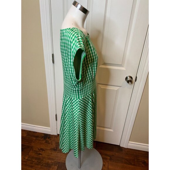 Kate Spade Green & White Gingham Plaid Sleeveless Dress, Size  XL - Picture 2 of 5